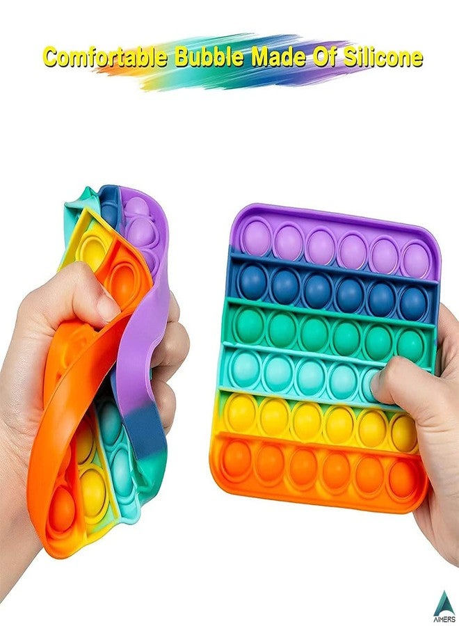 AIMERS Pop it Fidget Toy, Pop Its Push Pop Bubble Sensory Fidget Toy, Rainbow Pop it Square for Reduce Stress and Anxiety Relief Toys - Image 2